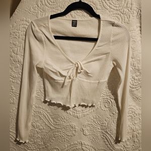 White Long Sleeve Crop Top